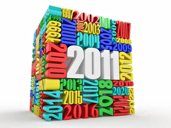 New year 2011. Cube consisting of the numbers — Stok fotoğraf