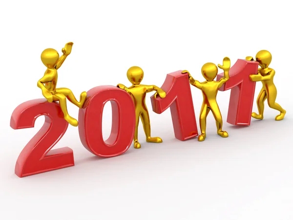 Nouvel An. Hommes avec chiffres 2011 — Photo