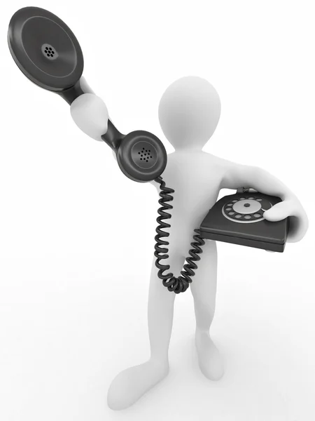 Homme tenant un récepteur téléphonique — Photo