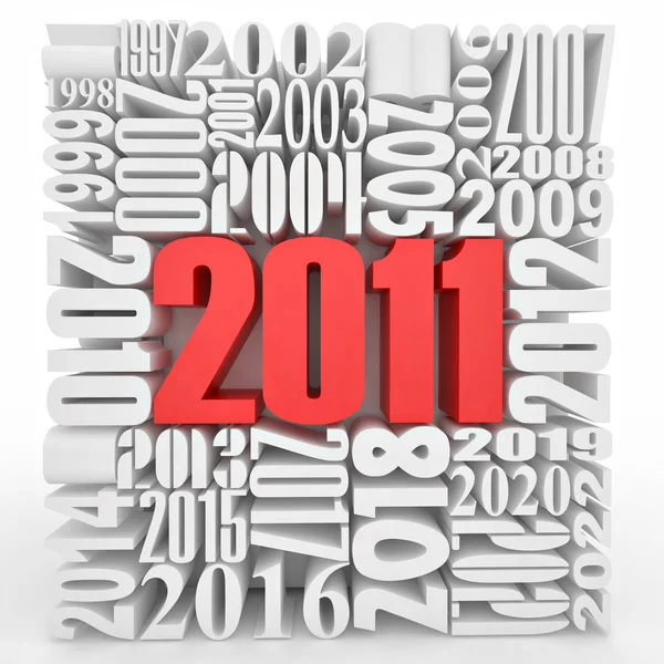 Nuevo año 2011. Cubo formado por los números — Foto de Stock