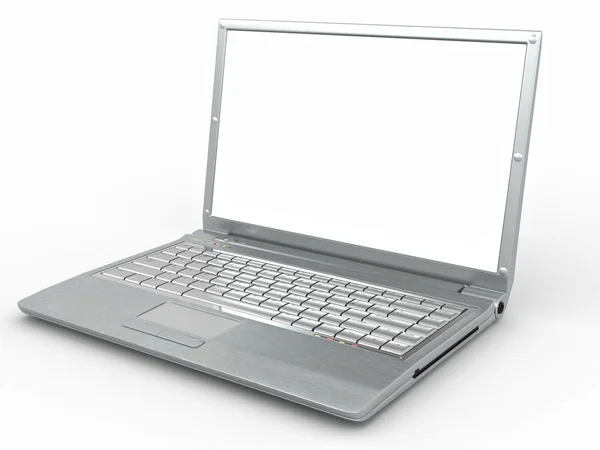Öppnade laptop på vit isolerade bakgrund — Stockfoto
