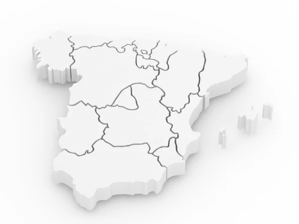 Three-dimensional map of Spain. 3d — Stock Photo, Image