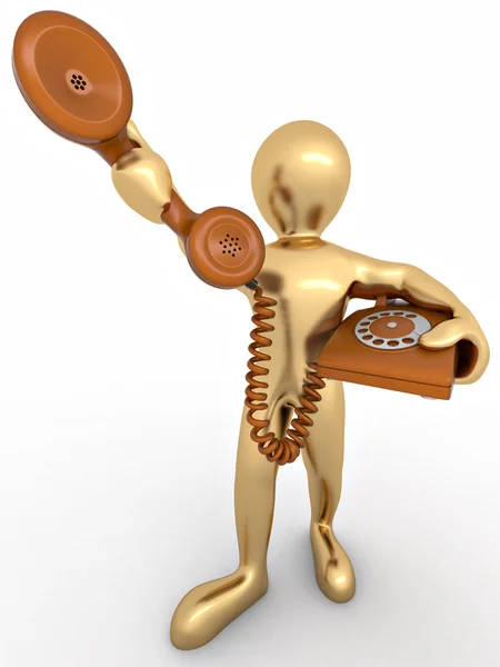 Man holding a telephone receiver — Stock Photo, Image