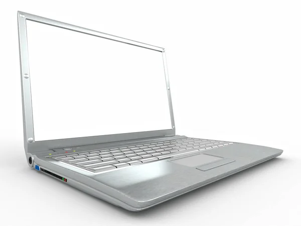 Öppnade laptop på vit isolerade bakgrund. 3D — Stockfoto