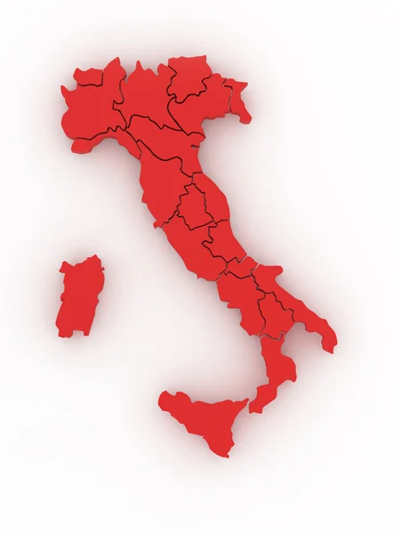 Τρισδιάστατο χάρτη της Ιταλίας. 3D — Φωτογραφία Αρχείου