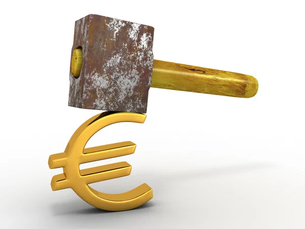 Martillo con signo euro —  Fotos de Stock