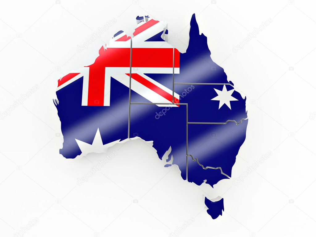 Map of Australia in Australian flag colors