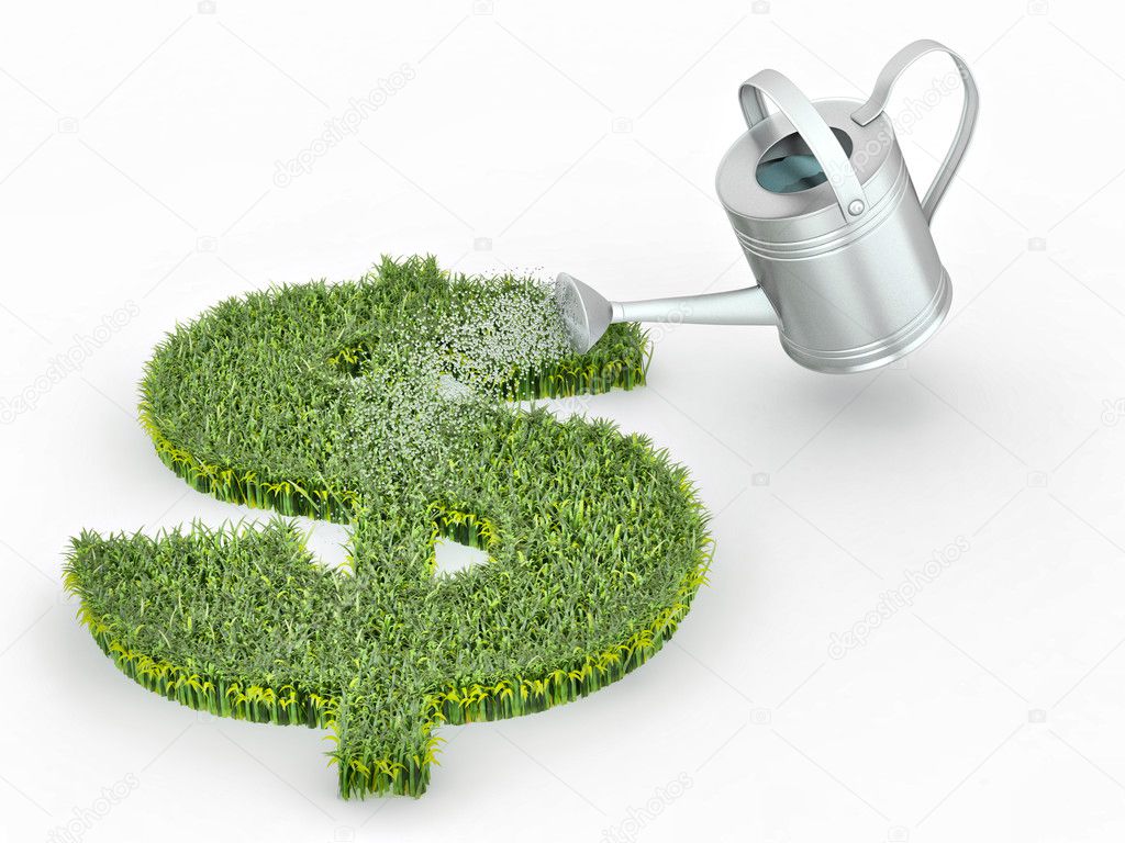 Watering lawns in the form of sign dollar