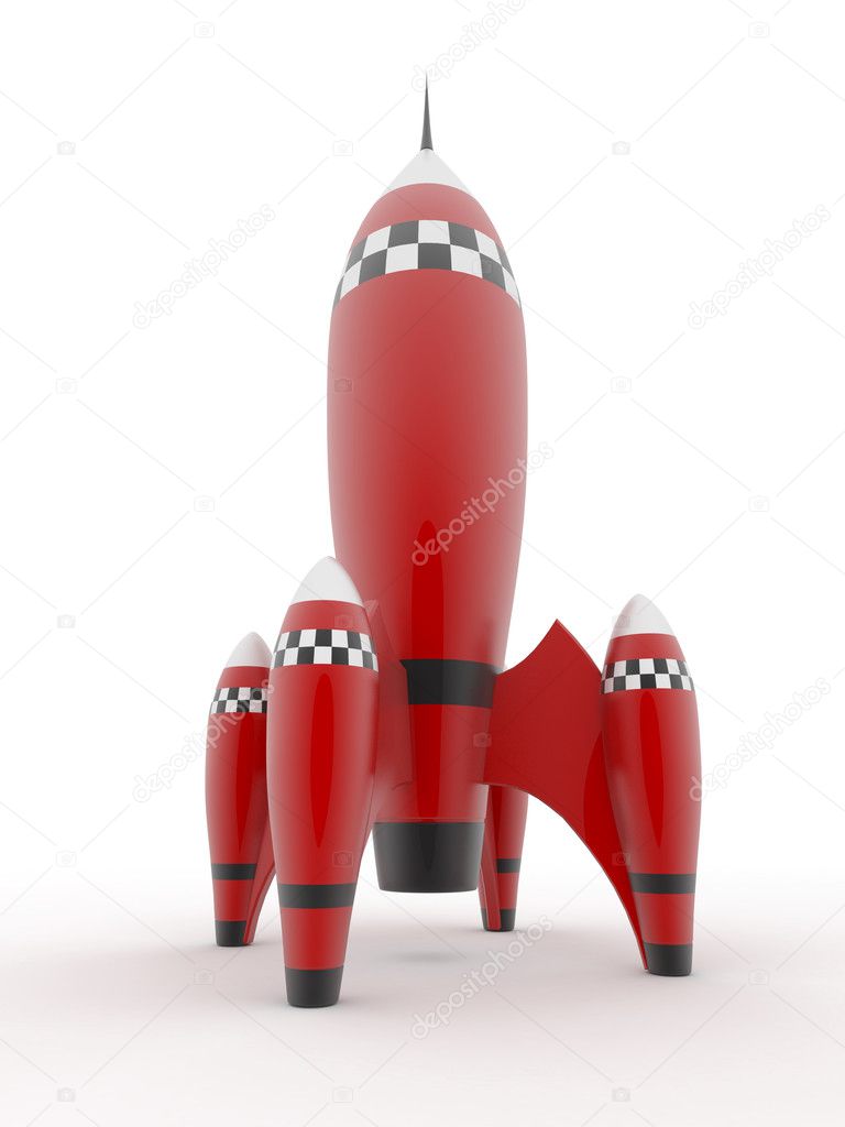 Model of rocket on white isolated background