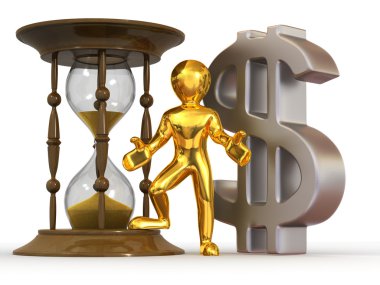 Man with hourglass and dollar clipart