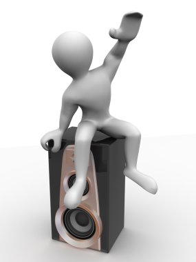 Man sitting on loudspeakers clipart