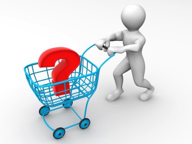 Consumer's basket with question clipart