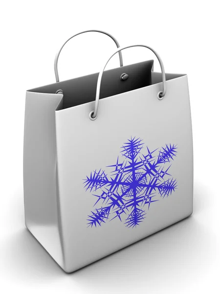 Bolsa de compras con copo de nieve — Foto de Stock