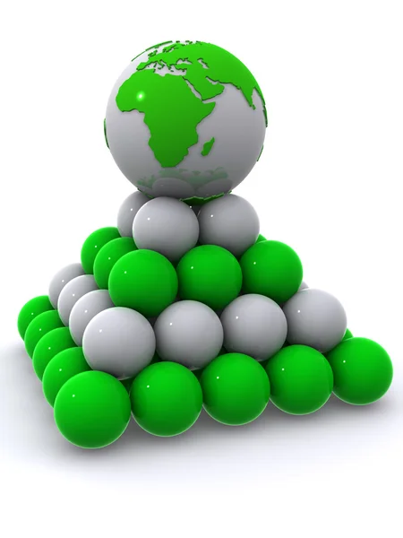 Earth on pyramid from spheres — Stock Photo, Image