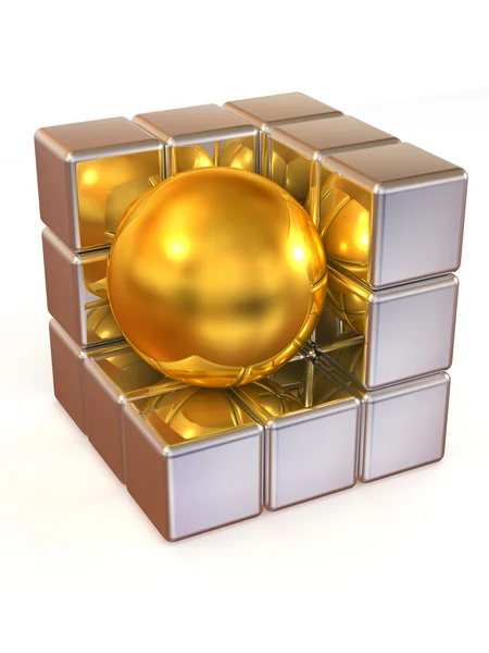 Boxes and sphere. Abstract image — Stock Photo, Image