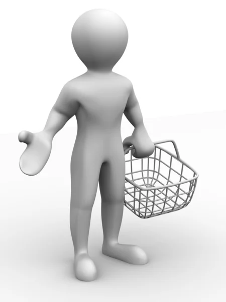 Man with consumer basket — Stock Photo, Image
