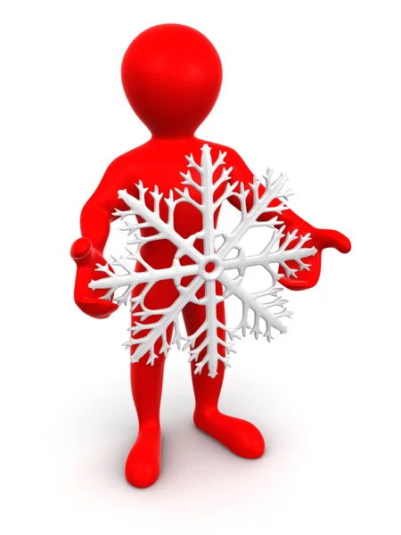 Man with snowflakes — Stock Photo, Image