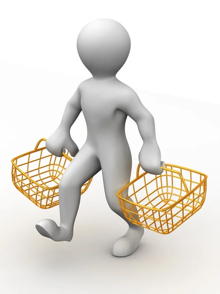 Man with consumer basket — Stock Photo, Image