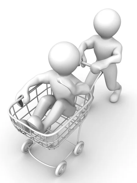 Two men with consumer's basket — Stock Photo, Image