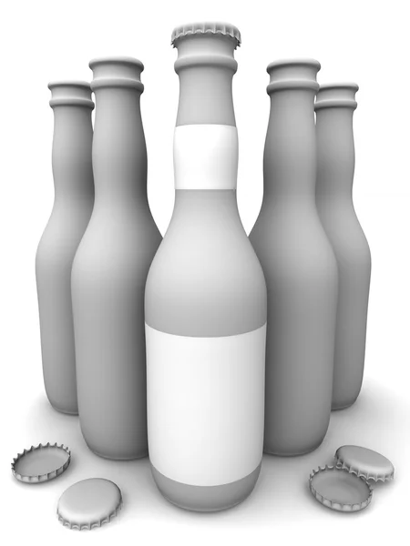 Cinco garrafas de cerveja — Fotografia de Stock