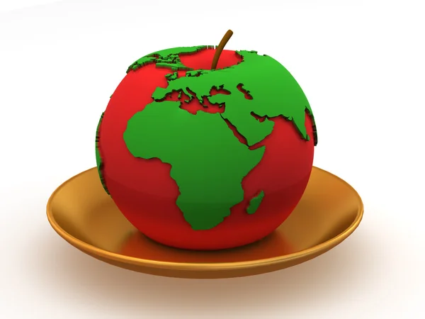 Map on the apple — Stock Photo, Image