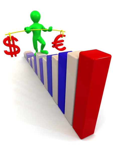 Man kommer att steg schema. balansen mellan dollarn och euron — Stockfoto