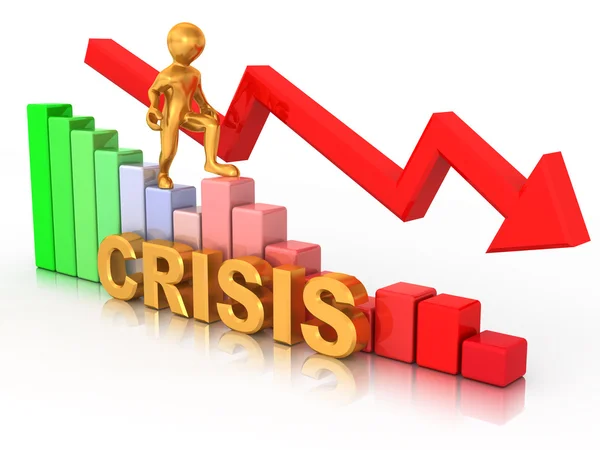 Man on diagram. Crisis — Stock Photo, Image