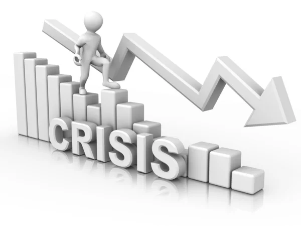 Hombre en el diagrama. Crisis. — Foto de Stock