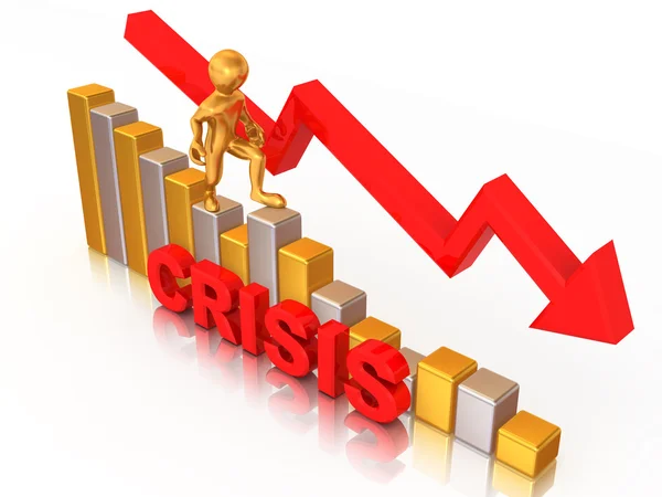 Man on diagram. Crisis — Stock Photo, Image