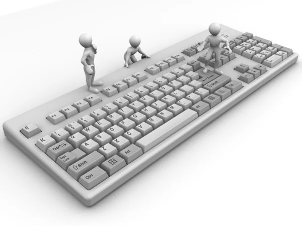 Three men on keyboard — Stock Photo, Image