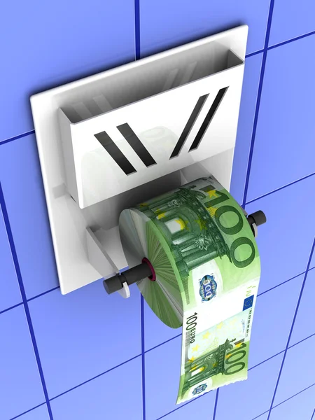 Euro in the toilet paper — Stock Photo, Image