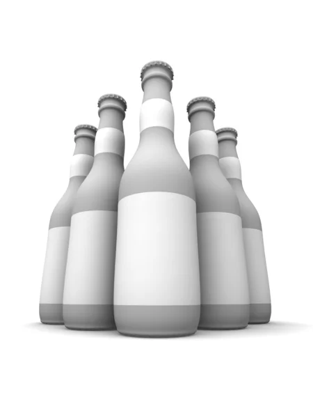 Cinco botellas de cerveza — Foto de Stock