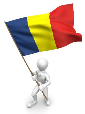 Men with flag. Romania clipart