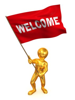 Men with flag welcome clipart