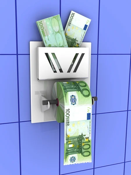 Euro im Toilettenpapier — Stockfoto