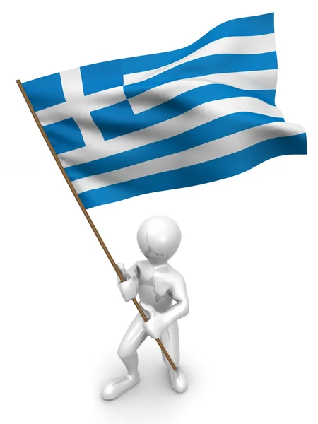 Люди с флагом. Греция — стоковое фото