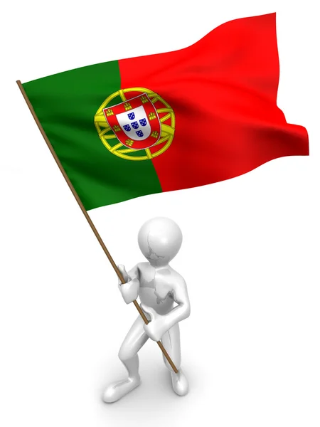 Люди с флагом. Португалия — стоковое фото