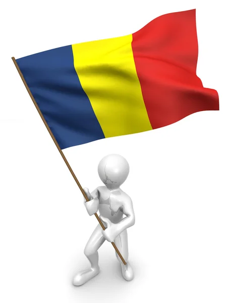 Mężczyźni z flagą. Rumunia — Zdjęcie stockowe