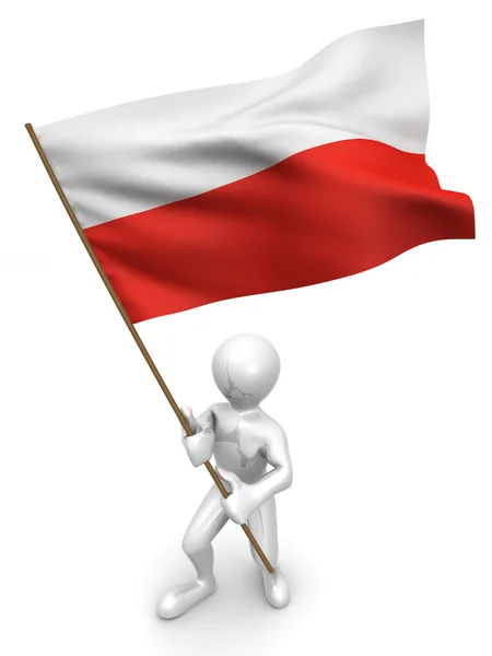 Mężczyźni z flagą. Polska — Zdjęcie stockowe