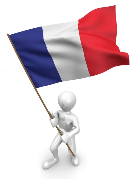 Miehet, joilla on lippu. Ranska — kuvapankkivalokuva