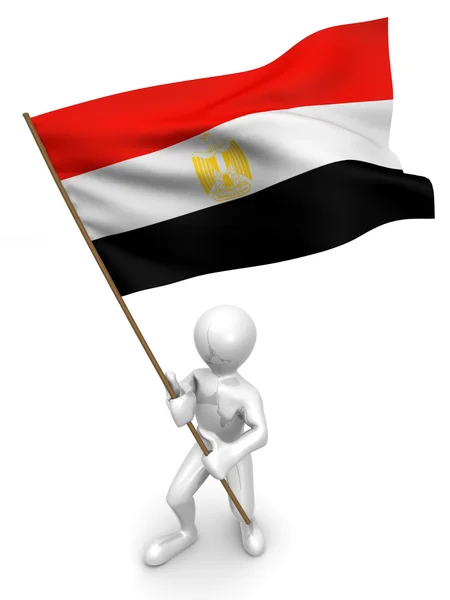 Men with flag. Egypt — Stock Photo, Image