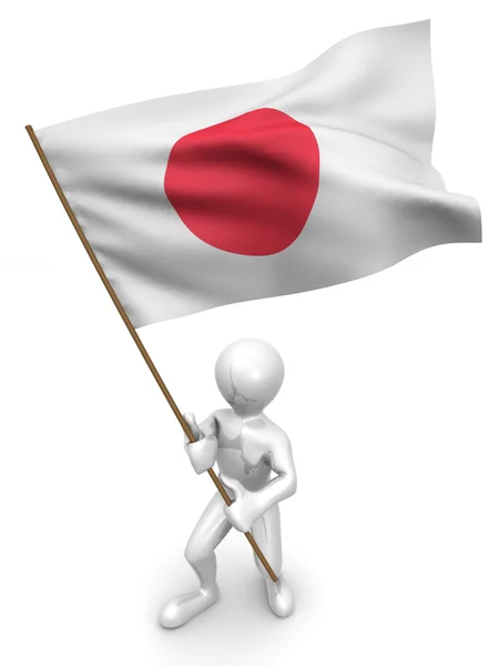 Mannen met vlag. Japan — Stockfoto