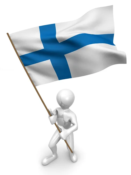 Mannen met vlag. Finland — Stockfoto