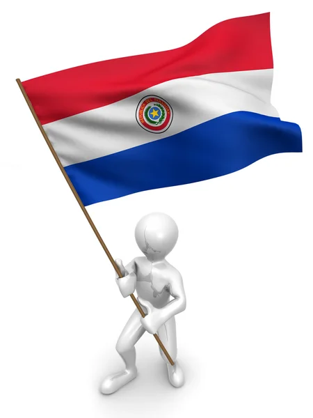 Mænd med flag. Paraguay - Stock-foto