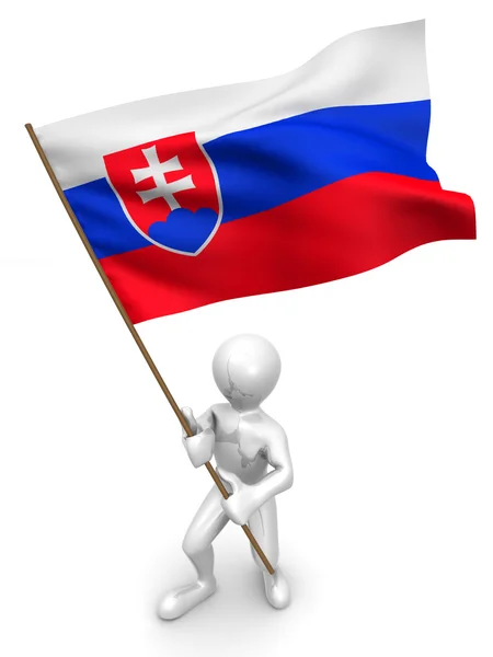 Mannen met vlag. Slowakije — Stockfoto