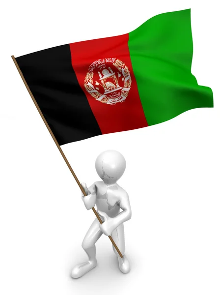 Mannen met vlag. Afganistan — Stockfoto
