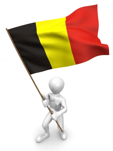 Men with flag. Belgium — Stock Photo, Image