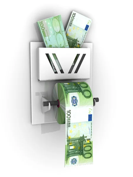 Euro in the toilet paper — Stock Photo, Image