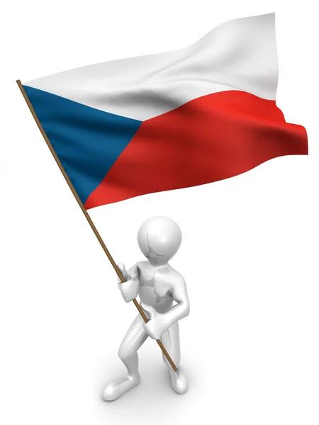 Mannen met vlag. Tsjechische Republiek — Stockfoto