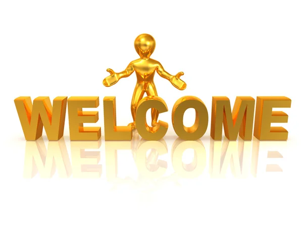 Men with text welcome — Stock Photo, Image